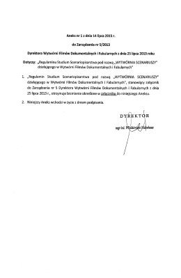Aneks nr 1 z dnia 14 lipca 2015 r.