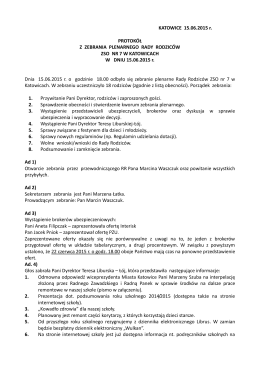 Protokół z zebrania plenarnego 15.06.2015