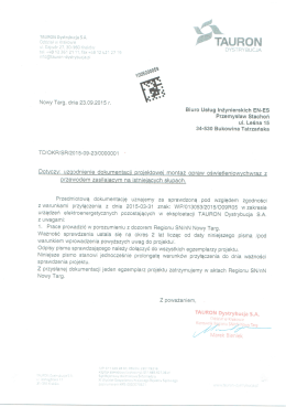 Uzgodnienie projektu w Tauron