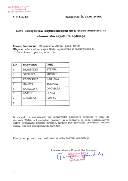 Lista os&oacute;b zakwalifikowanych do II etapu