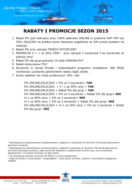 RABATY I PROMOCJE SEZON 2015