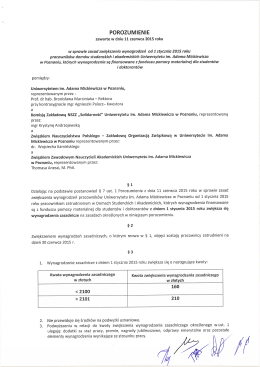 Porozumienie z dnia 11 czerwca 2015r. w sprawie zwiększenia