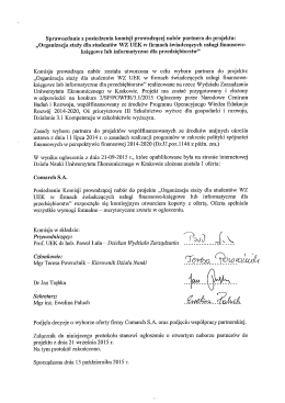 Sprawozdanie z posiedzenia komisji prowadzącej nabór partnera
