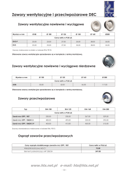 Zawory wentylacyjne i przeciwpo arowe DEC