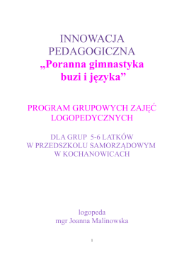 INNOWACJA PEDAGOGICZNA - Przedszkole w Kochanowicach