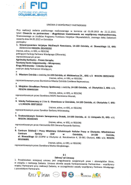 Pobierz treść Umowy Partnerskiej wraz z harmonogramem zadania