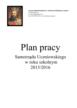 Plan Pracy Samorządu Uczniowskiego