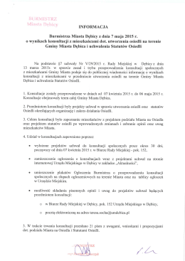 Treść informacji o wynikach konsultacji z mieszkańcami