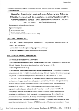 Odpad&oacute;w Komunalnych dla mieszkańc&oacute;w gminy Wyszk&oacute;w w 2016r