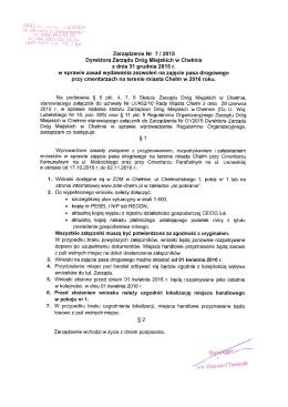 Zarządzenie Dyrektora. - Zarząd Dróg Miejskich w Chełmie