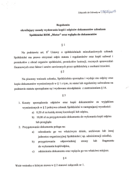 Regulamin określający zasady wydawania kopii i odpis&oacute;w