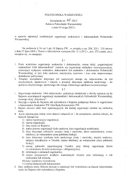 w sprawie rejestracji uczelnianych organizacji studenckich