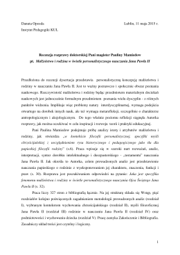 1 Danuta Opozda Lublin, 11 maja 2015 r. Instytut Pedagogiki KUL