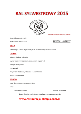 zobacz menu - Restauracja Olimpia w Toruniu
