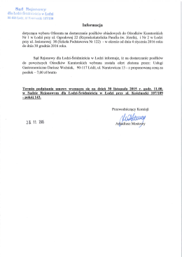 Informacja z dnia 23.11.2015 roku.