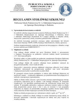 regulamin stołówki szkolnej - Publiczna Szkoła Podstawowa nr 1