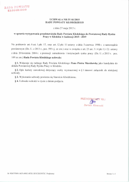 10. Uchwała Nr IV/41/2015 ws. wytypowania przedstawiciela Rady
