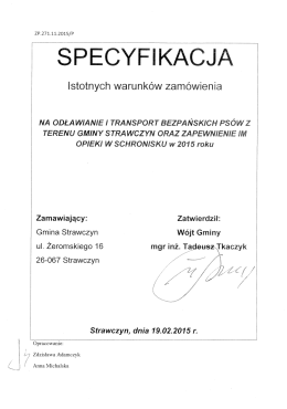 Specyfikacja Istotnych Warunk&oacute;w Zam&oacute;wienia z