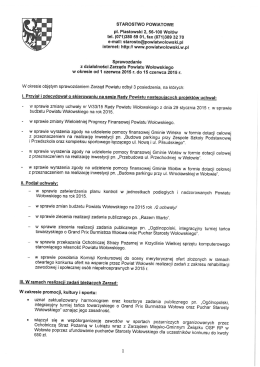 sprawozdanie Starosty z działalności Zarządu