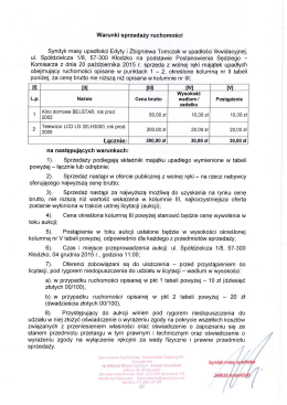Warunki sprzedaży ruchomości Tomczak