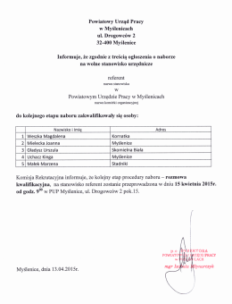 Lista os&oacute;b zaproszonych na II etap rozm&oacute;w kwalifikacyjnych