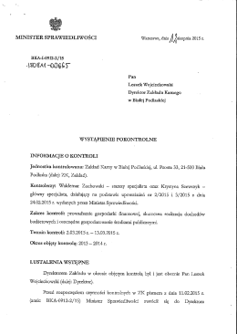 Wystąpienie pokontrolne z dnia 12.08.2015