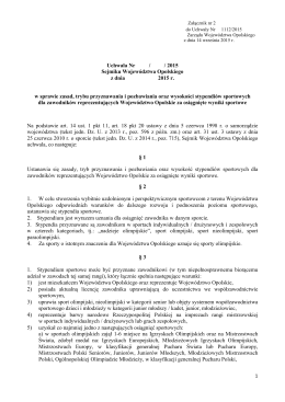 Projekt uchwały Sejmiku Województwa Opolskiego w sprawie zasad