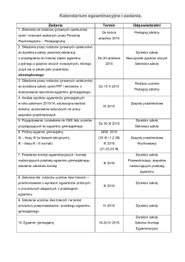Kalendarium egzaminacyjne i zadania.