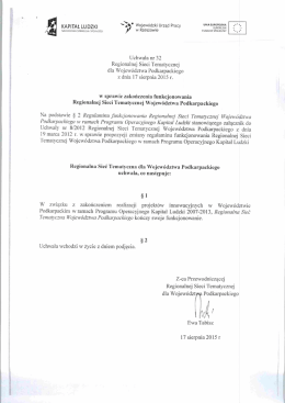 Uchwała nr 32 Regionalnej Sieci Tematycznej dla