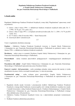 Regulamin ZFSS - Publiczne Gimnazjum nr 2 w Pudliszkach