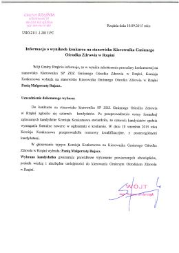 Informacja o wynikach konkursu na stanowisko