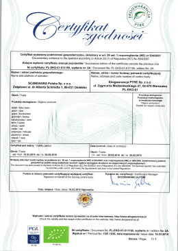 Certyfikat zgodności w zakresie wprowadzania do obrotu produktów