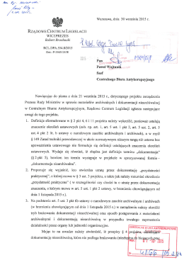 Uwagi Prezesa Rządowego Centrum Legislacji