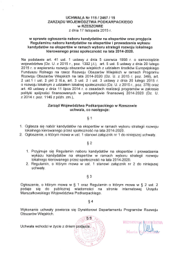 Uchwała Nr 115/2467/15 Zarządu Województwa Podkarpackiego w