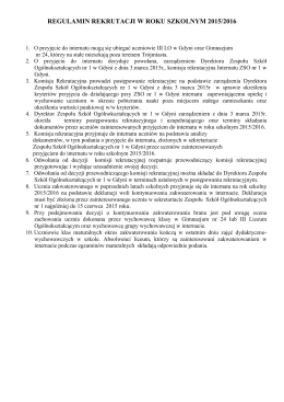 regulamin rekrutacji w roku szkolnym 2014/2015