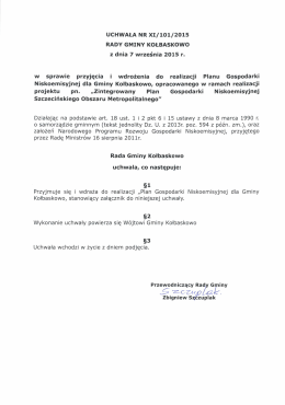 z dnia 7 września 2015 r. w sprawie przyjęcia i