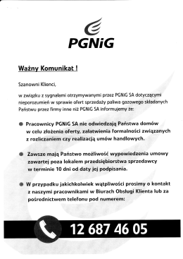 Komunikat PGNiG (gazownia)