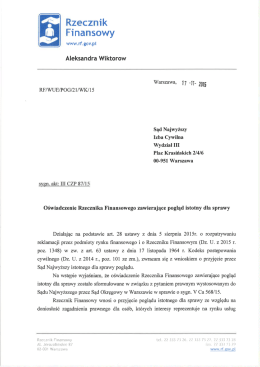 Pogląd Rzecznika Finansowego