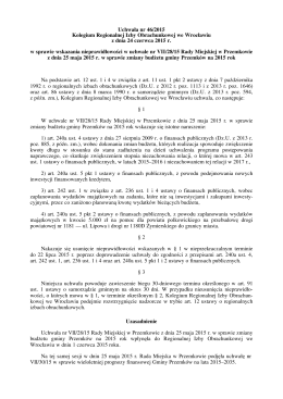 Uchwała nr 46/2015 Kolegium Regionalnej Izby Obrachunkowej we