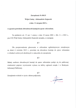Zarządzenie Nr 80/15 Wójta Gminy Aleksandrów Kujawski z dnia 11