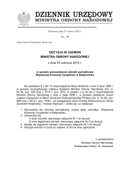 Decyzja Nr 242/MON Ministra Obrony Narodowej z dnia 23 czerwca