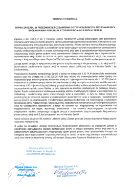 krynica vitamin sa opinia zarządu w przedmiocie pozbawienia