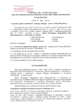 Uchwała LXXVI.275.Z.2015 z dnia 10 lipca 2015r. w sprawie opinii o