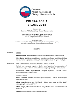 POLSKA-ROSJA BILANS 2014 - Instytut Slawistyki PAN