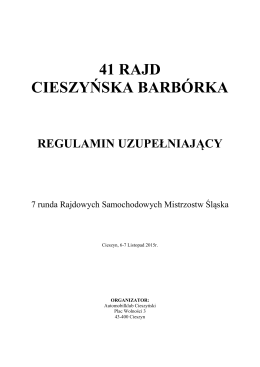 Regulamin - 41 Rajd Cieszyńska Barbórka
