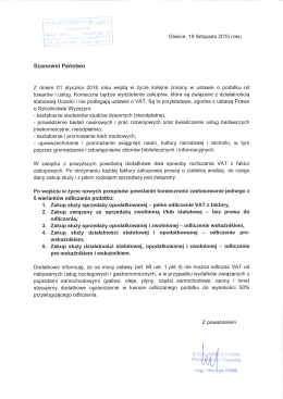 Zmiany w odliczaniu VAT od 2016r.