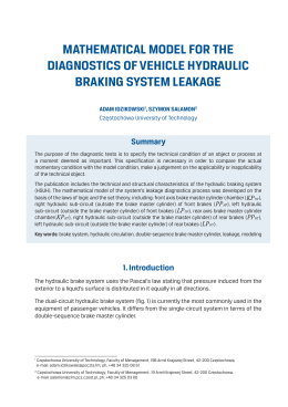 mathematical model for the diagnostics of vehicle hydraulic braking