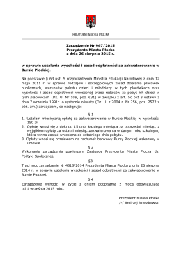 Zarządzenie Nr 967/2015 Prezydenta Miasta Płocka z dnia 26