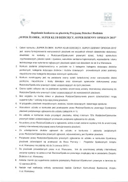 Regulamin konkursu na plac&oacute;wkę Przyjazną Dziecku i Rodzinie