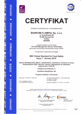 certyfikowany przez firmę TÜV SÜD - "Biurkom